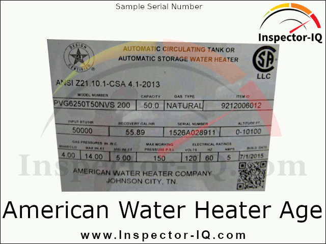 American Water Heater Age Format 1 Sample 4