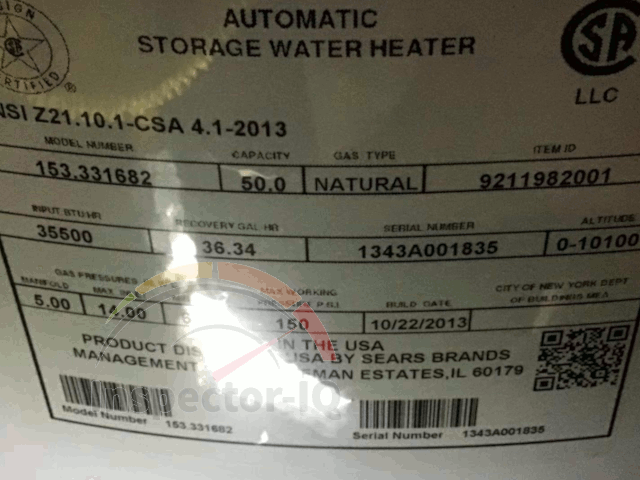 Kenmore Dataplate Sample