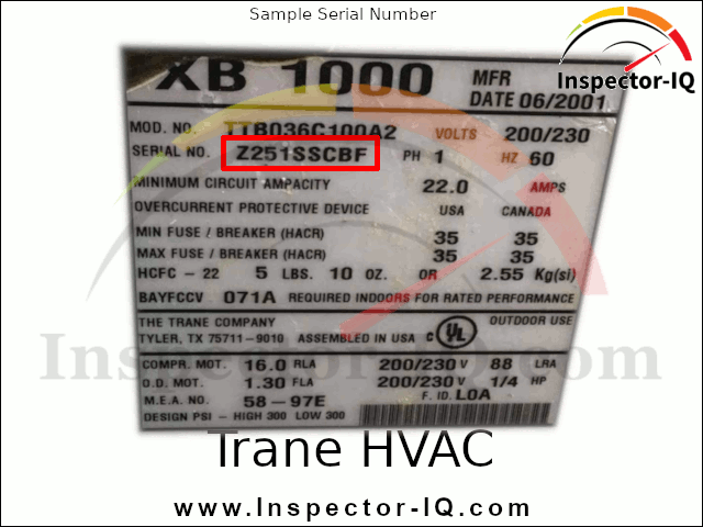 Trane HVAC Age Format 2 Sample 1