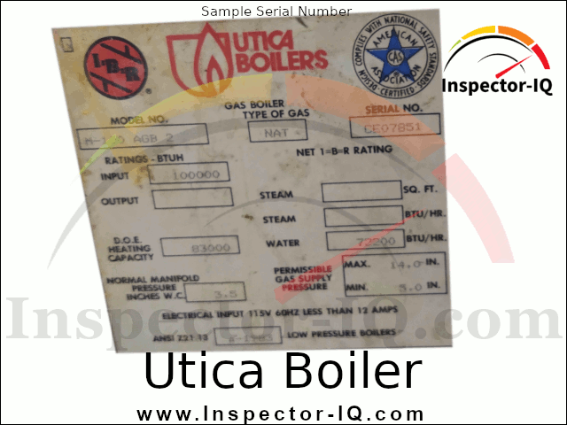 Utica boiler age by serial number 