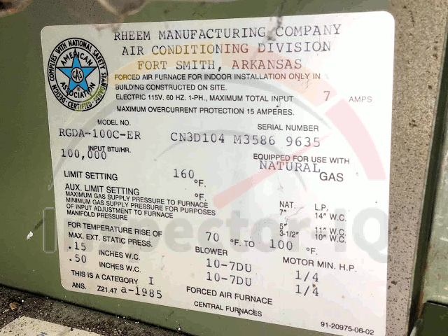 Rheem HVAC age format 4