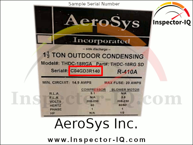 AeroSys Incorporated sample data plate format 1