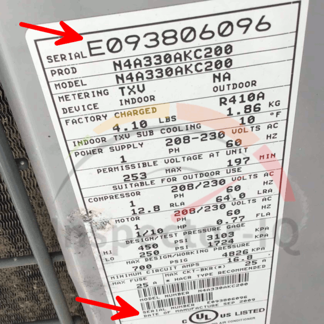 ICP Data Plate HVAC Age