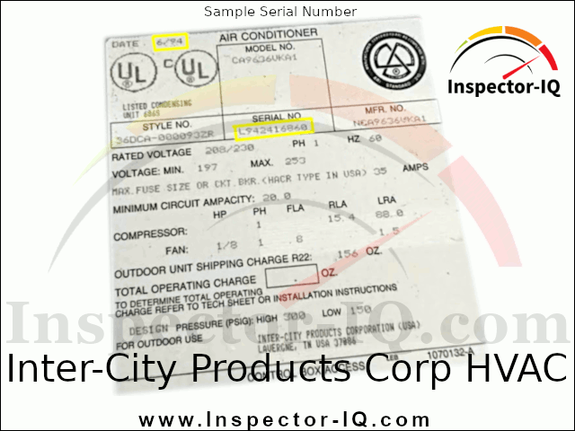 Inter-City Products Corp data plate 3