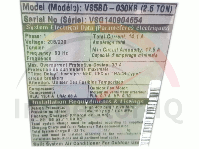 Nordyne-HVAC-DataPlate