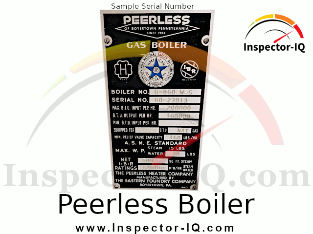 Peerless Boiler Age by serial number lookup Format 4