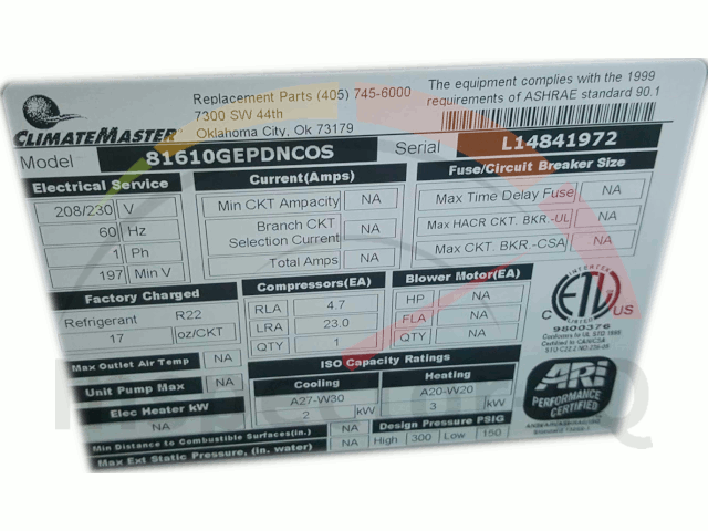 ClimateMaster HVAC Age Format 1