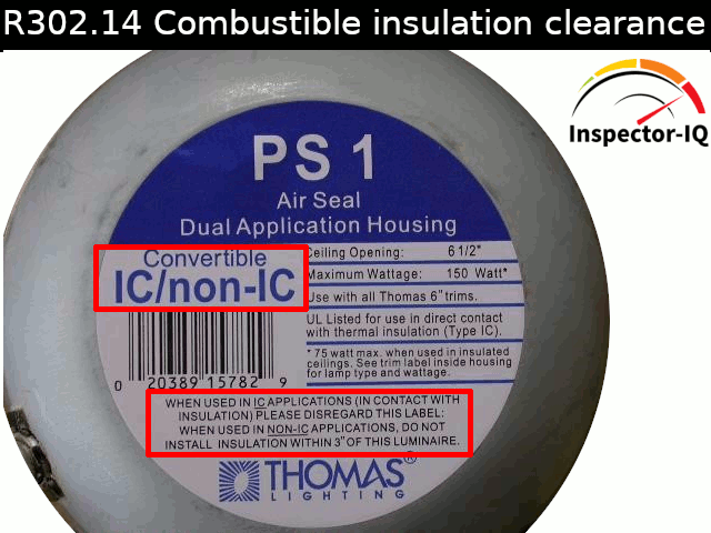 Combustible insulation clearance