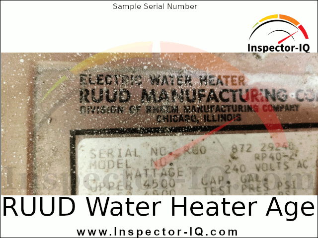 Ruud Water heater Age by serial number