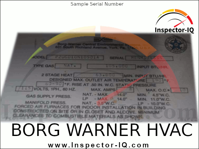 Borg Warner Dataplate