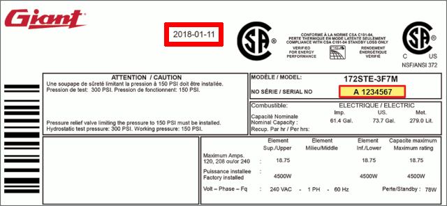 Giant Serial Number Lookup data plate