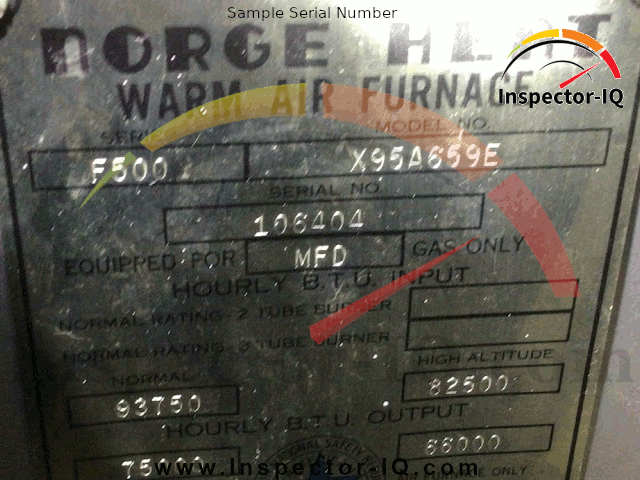 Norge Heat HVAC Age by serial number