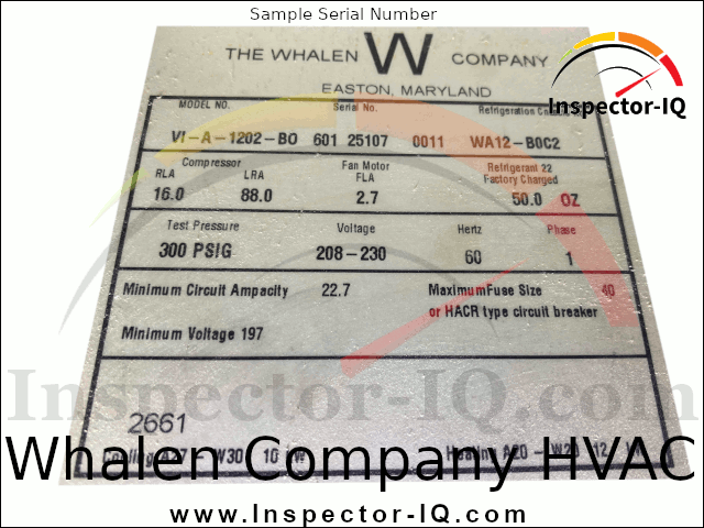 The Whalen Company Sample Dataplate