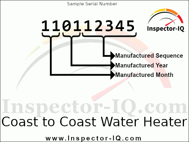 Coast to Coast Water Heater Data Plate Format 1