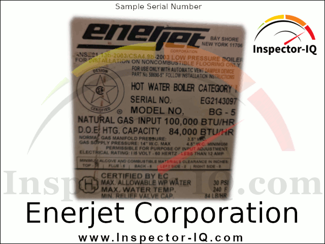 Enerjet Corporation Data Plate 2