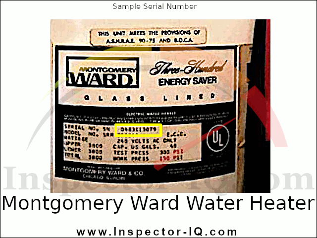 Montgomery Ward Water Heater Sample Data Plate Format 1