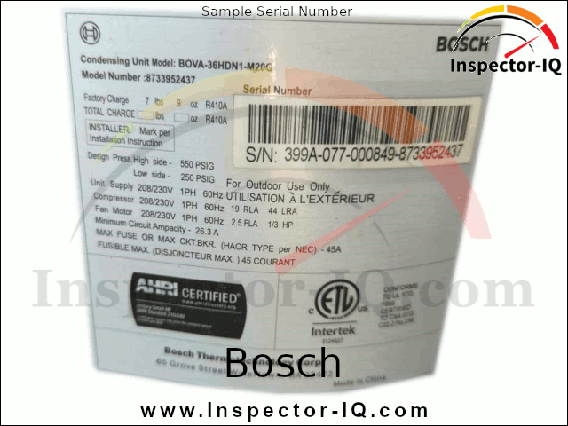 Bosch HVAC Data Plate Format 4
