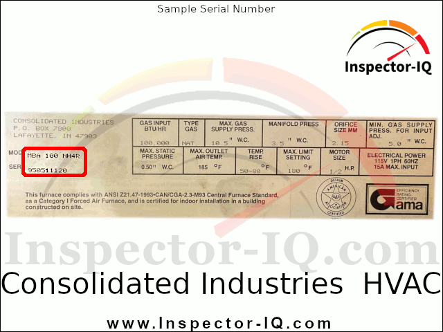 Consolidated Industries data plate format 1