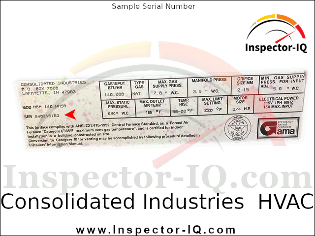 Consolidated Industries Format #1 Sample 1