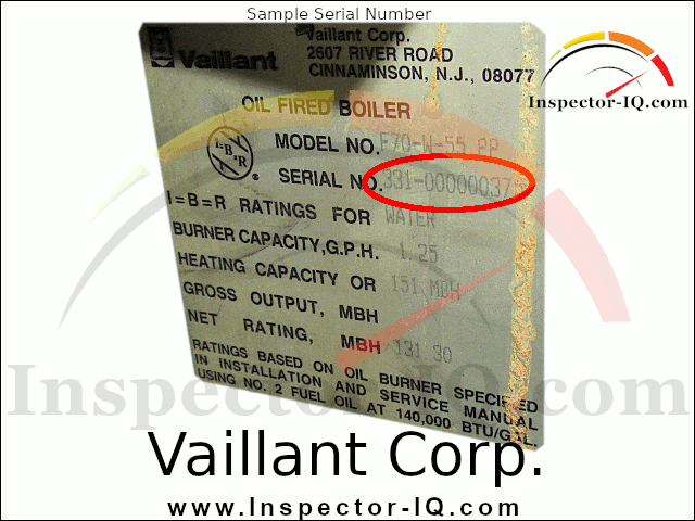 Vaillant Boiler Age by serial number lookup format 1 Sample 1