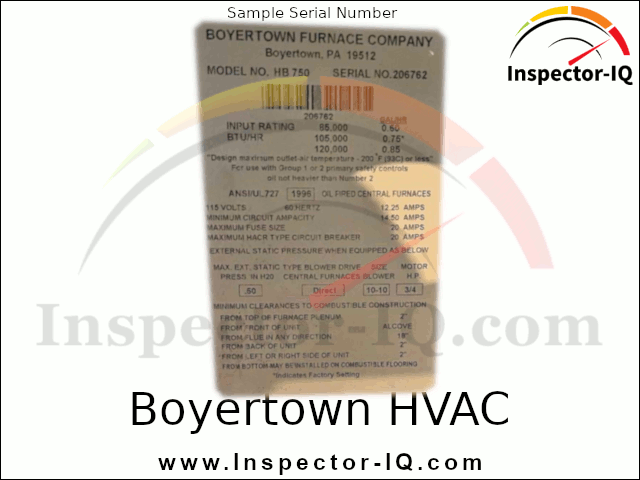 Boyertown Furnace Sample Data Plate 2