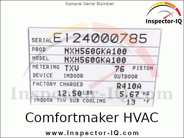 Comfortmaker HVAC Age Data Plate 2 Format 1