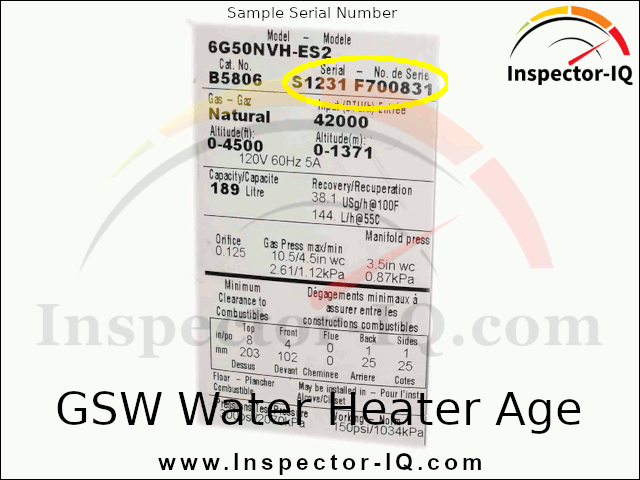 GSW Water heater Age Format 1 Sample 1