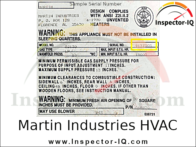 Martin Industries HVAC Age Format 1 Sample 1