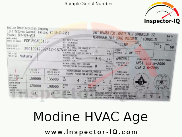 Modine HVAC Age Format 1 Sample 1