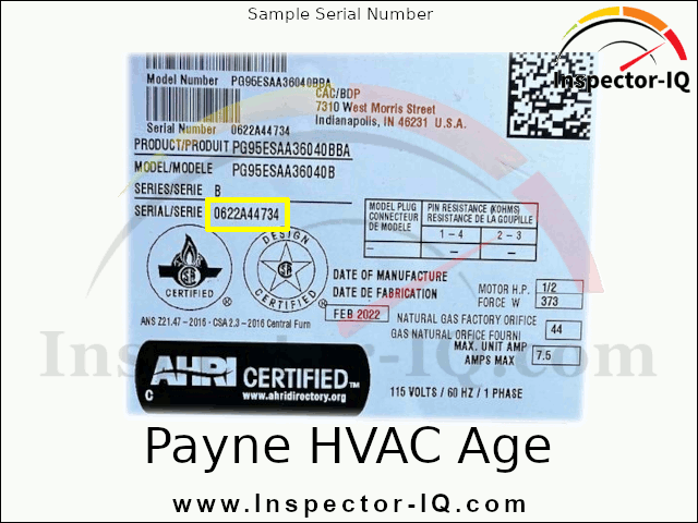 Payne HVAC Age Format 1 Sample 1