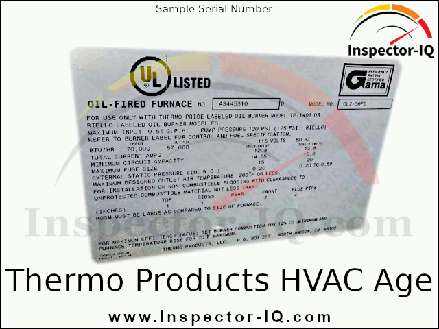 Thermo Products HVAC Age Format 1 Sample 1