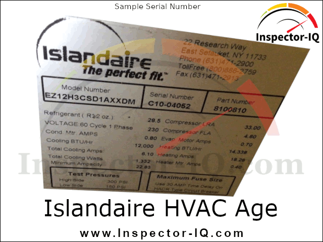 Islandaire HVAC Age Format 1 Sample 1