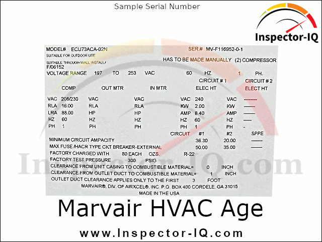 Marvair HVAC Age Format 1 Sample 1