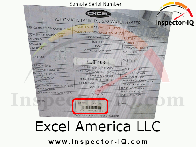 Excel America Water Heater Age Format 1 Sample 1
